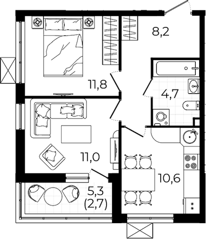 2-комнатная квартира 49 м², 2/12 эт., ЖК «А101 Всеволожск»